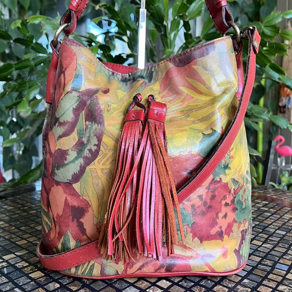 Patricia Nash Leather Otavia Spring Floral Bucket Bag & Matching Wallet - Picture 1 of 14